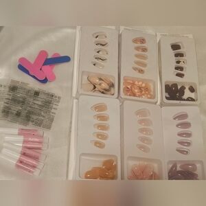 Elegant Press-On Nails Set - Nude, Pink, Purple